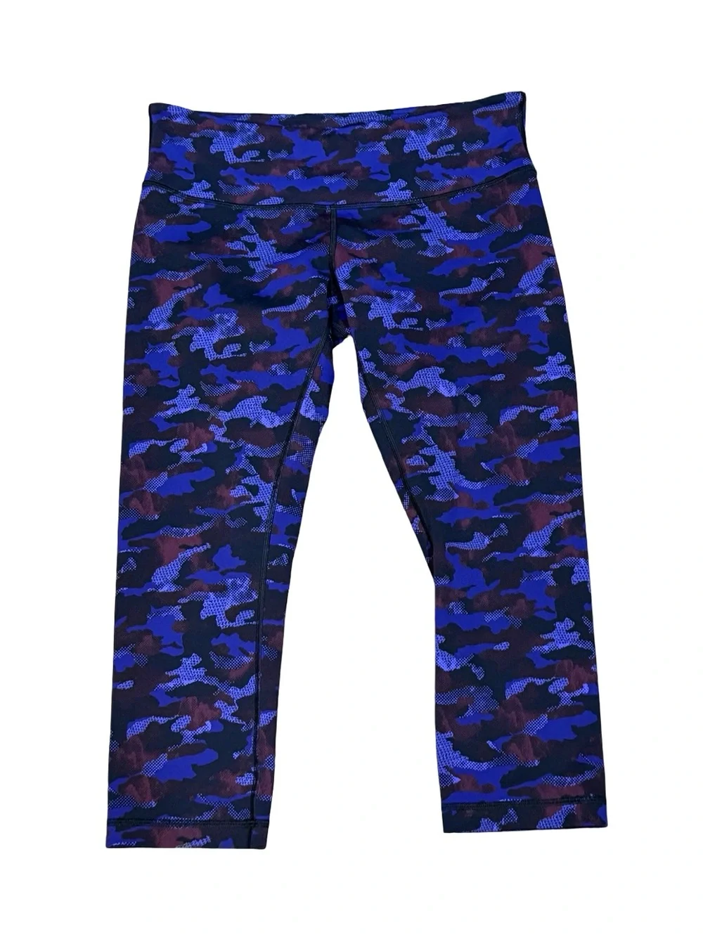 ✨Lululemon Wunder Under Crop III Hounds Camo Emperor Blue Black Leggings Size 10